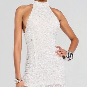 Retrofete White Sleeveless Backless Dress